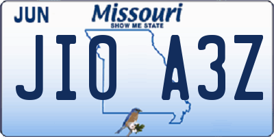MO license plate JI0A3Z