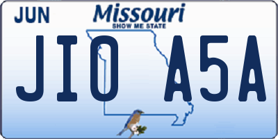 MO license plate JI0A5A