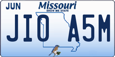 MO license plate JI0A5M