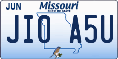 MO license plate JI0A5U