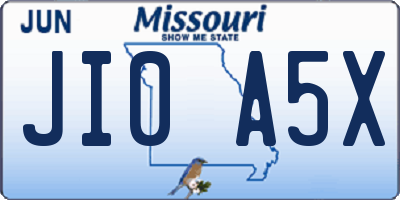 MO license plate JI0A5X