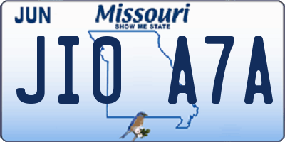 MO license plate JI0A7A