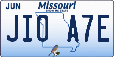 MO license plate JI0A7E