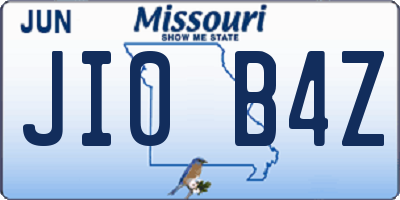 MO license plate JI0B4Z