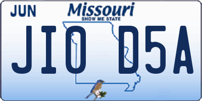 MO license plate JI0D5A