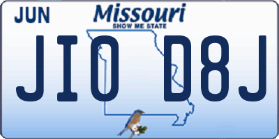 MO license plate JI0D8J