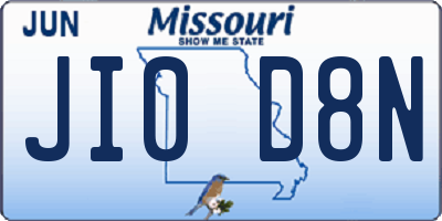MO license plate JI0D8N
