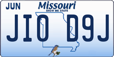 MO license plate JI0D9J