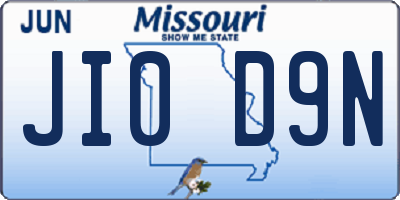 MO license plate JI0D9N