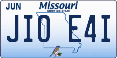MO license plate JI0E4I