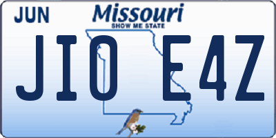MO license plate JI0E4Z