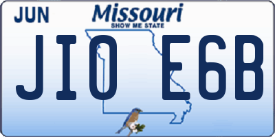 MO license plate JI0E6B