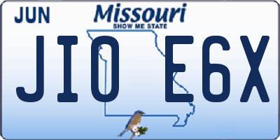 MO license plate JI0E6X
