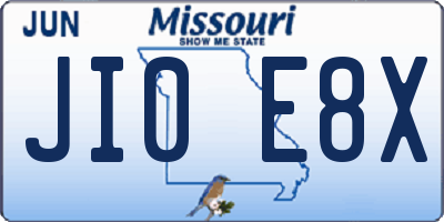 MO license plate JI0E8X