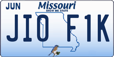 MO license plate JI0F1K
