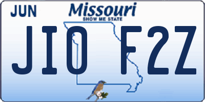 MO license plate JI0F2Z