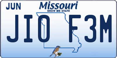 MO license plate JI0F3M