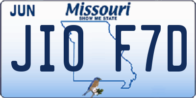MO license plate JI0F7D
