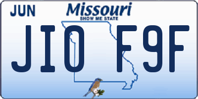 MO license plate JI0F9F