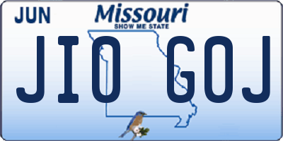 MO license plate JI0G0J