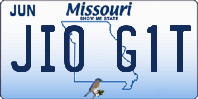 MO license plate JI0G1T