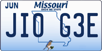 MO license plate JI0G3E