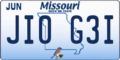 MO license plate JI0G3I