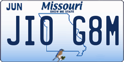 MO license plate JI0G8M