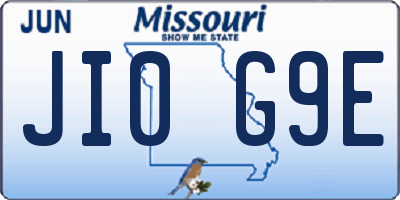 MO license plate JI0G9E