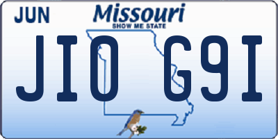 MO license plate JI0G9I