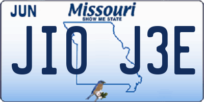 MO license plate JI0J3E
