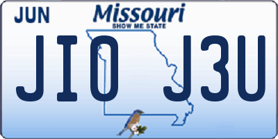 MO license plate JI0J3U