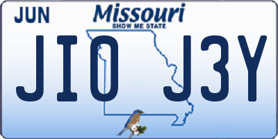 MO license plate JI0J3Y