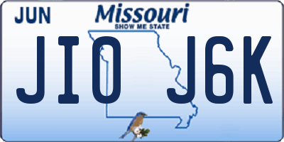 MO license plate JI0J6K