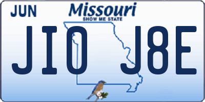 MO license plate JI0J8E