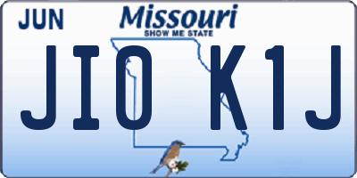 MO license plate JI0K1J