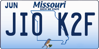 MO license plate JI0K2F