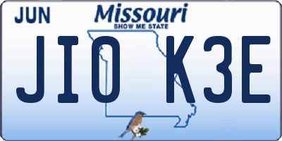 MO license plate JI0K3E