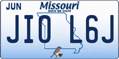 MO license plate JI0L6J