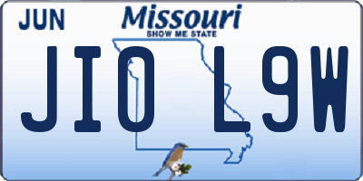 MO license plate JI0L9W