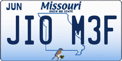 MO license plate JI0M3F