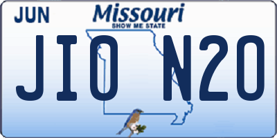 MO license plate JI0N2O