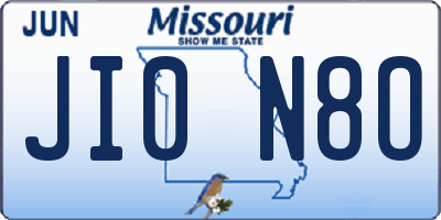 MO license plate JI0N8O