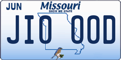 MO license plate JI0O0D