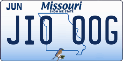 MO license plate JI0O0G