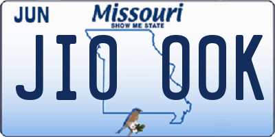 MO license plate JI0O0K