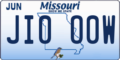 MO license plate JI0O0W