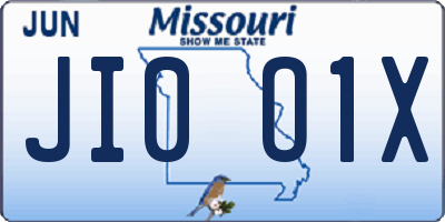 MO license plate JI0O1X