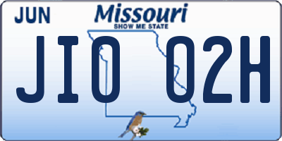 MO license plate JI0O2H