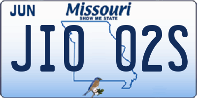 MO license plate JI0O2S